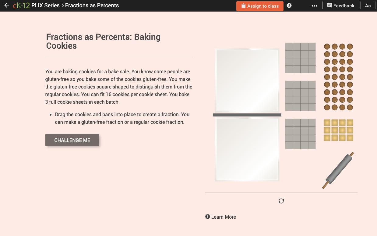 Fractions as Percents: Baking Cookies Interactive