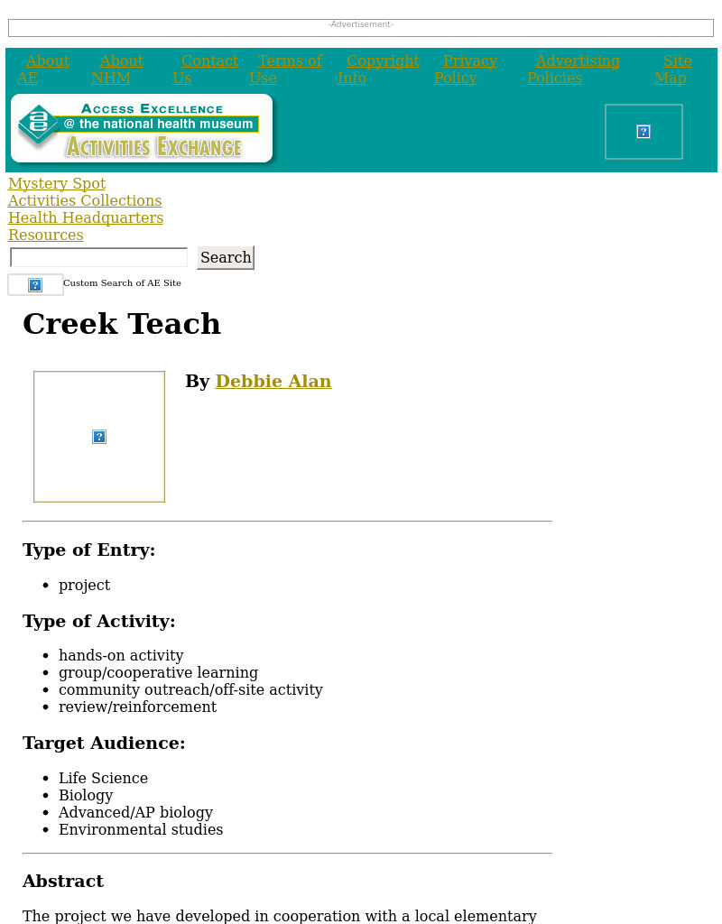 Creek Teach Lesson Plan