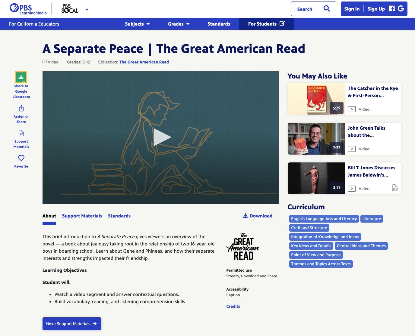 A Separate Peace Instructional Video