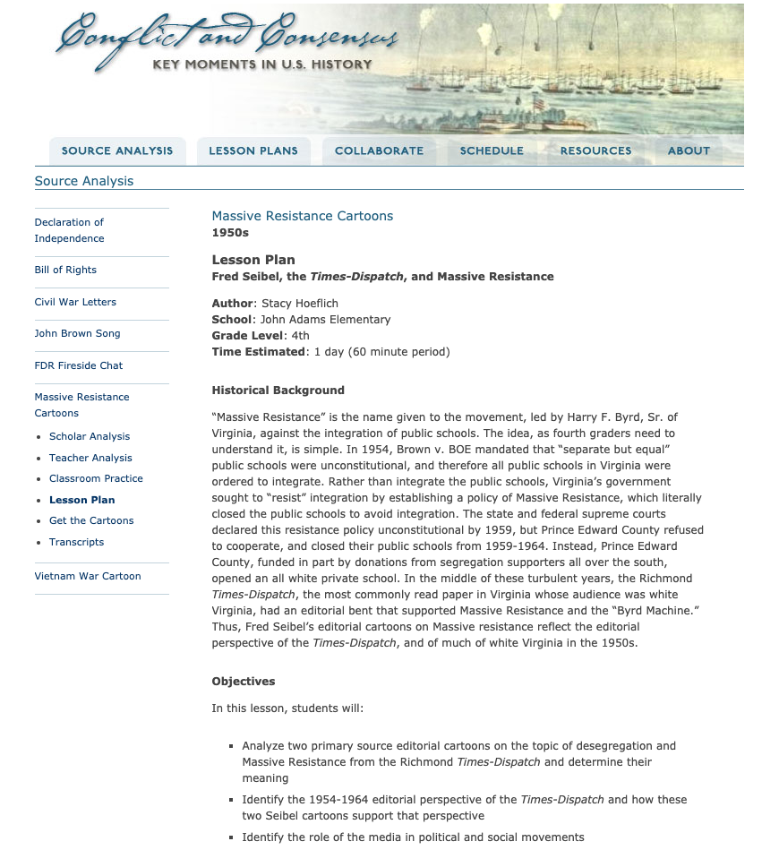 Fred Seibel, the Times-Dispatch, and Massive Resistance Lesson Plan