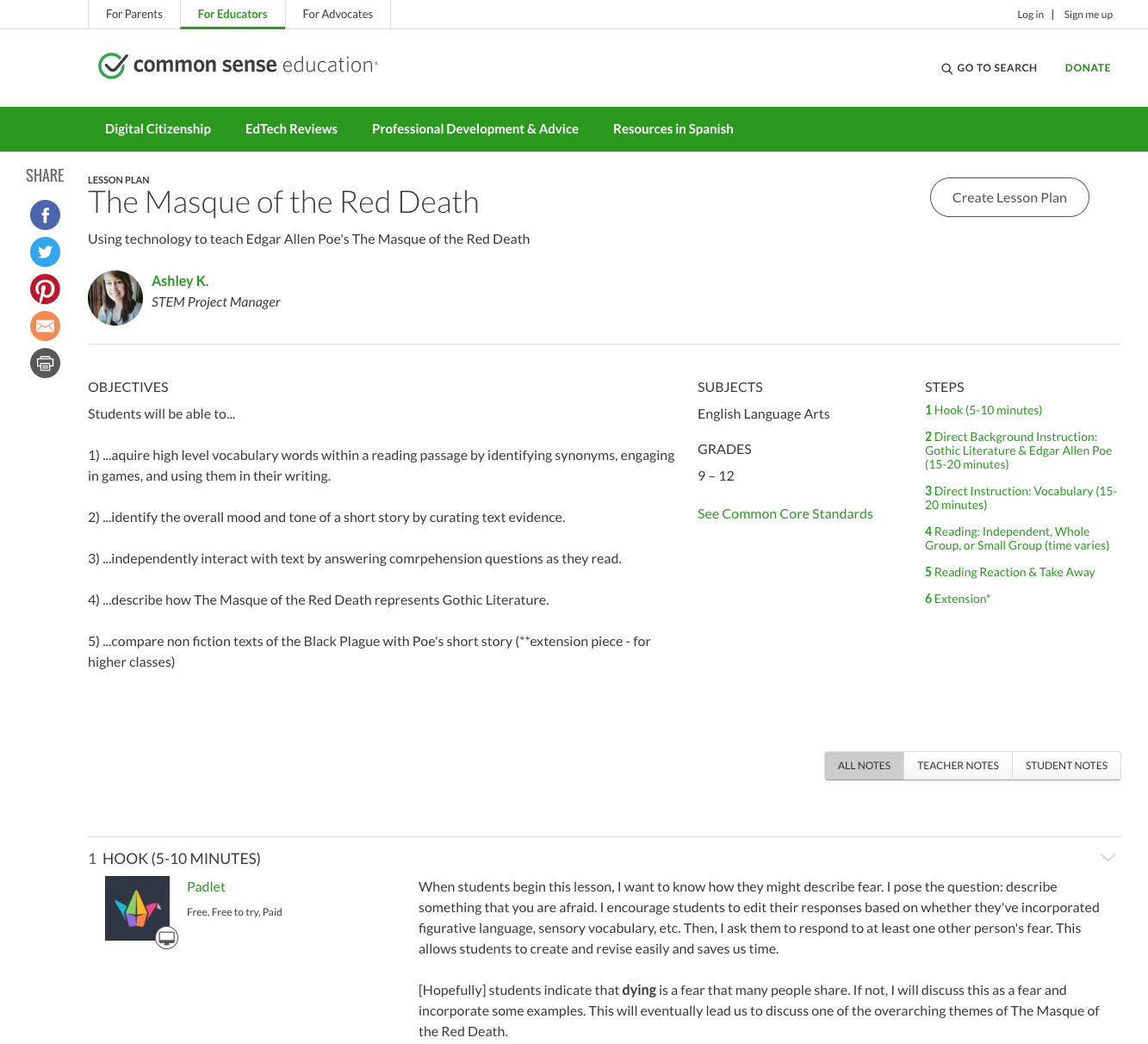 The Masque of the Red Death Lesson Plan