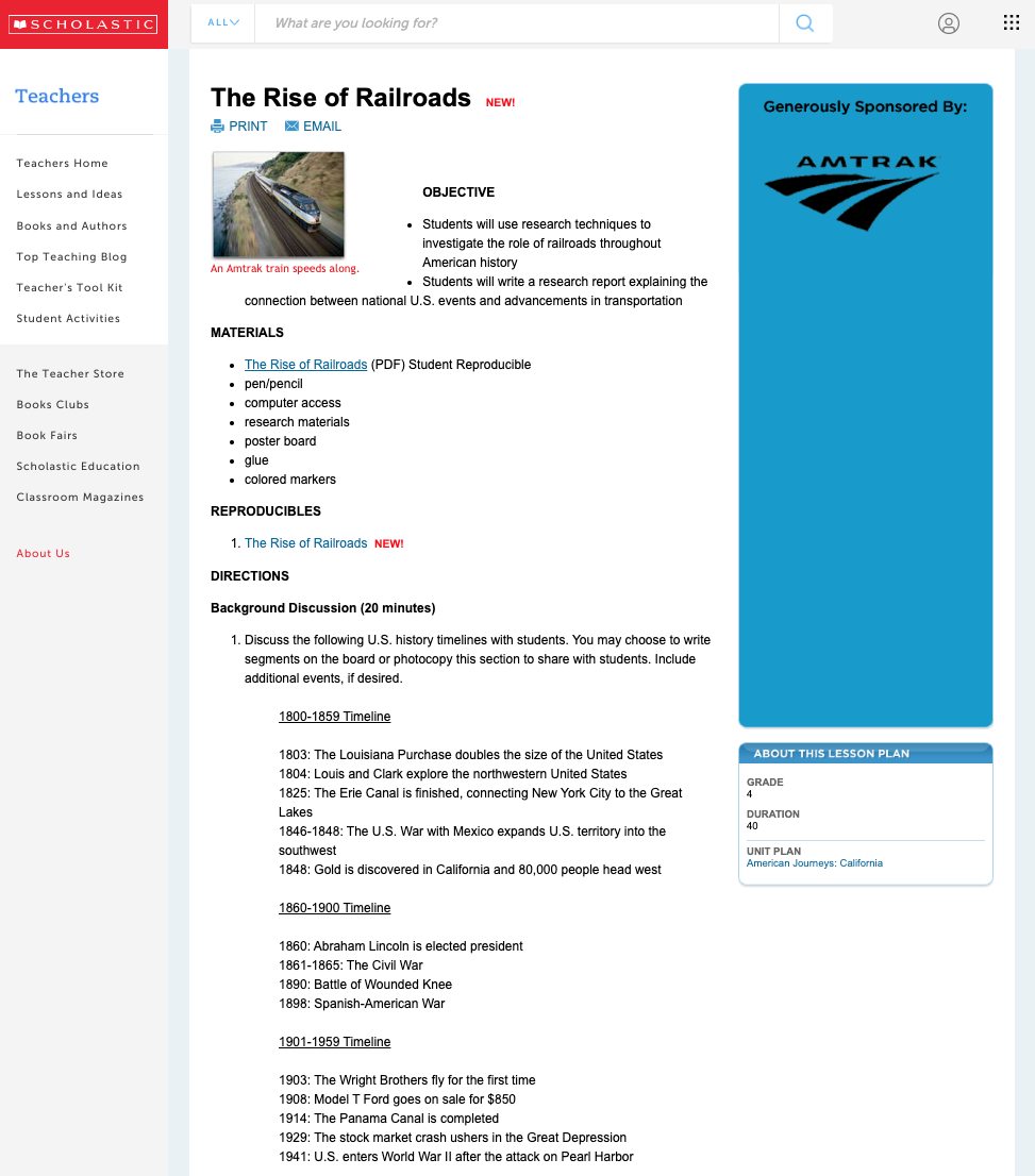 The Rise of Railroads: California Lesson Plan