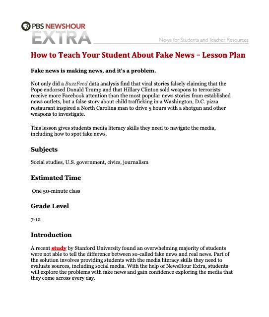 How to Teach Your Students about Fake News Lesson Plan
