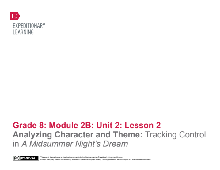 Analyzing Character and Theme: Tracking Control in A Midsummer Night’s Dream Lesson Plan