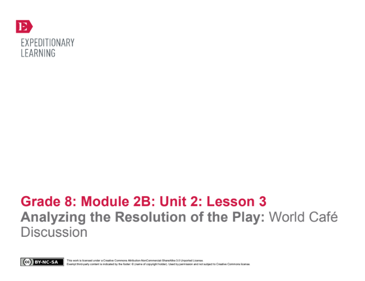 Analyzing the Resolution of the Play: World Café Discussion Lesson Plan