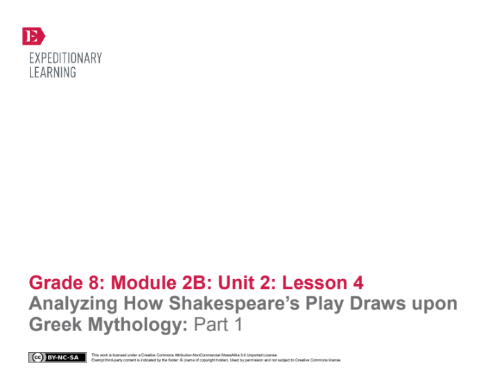 Analyzing How Shakespeare’s Play Draws upon Greek Mythology: Part 1 Lesson Plan