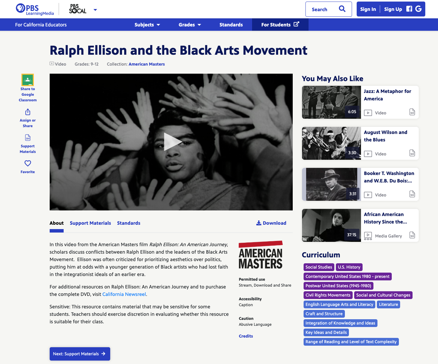 Ralph Ellison and the Black Arts Movement Instructional Video