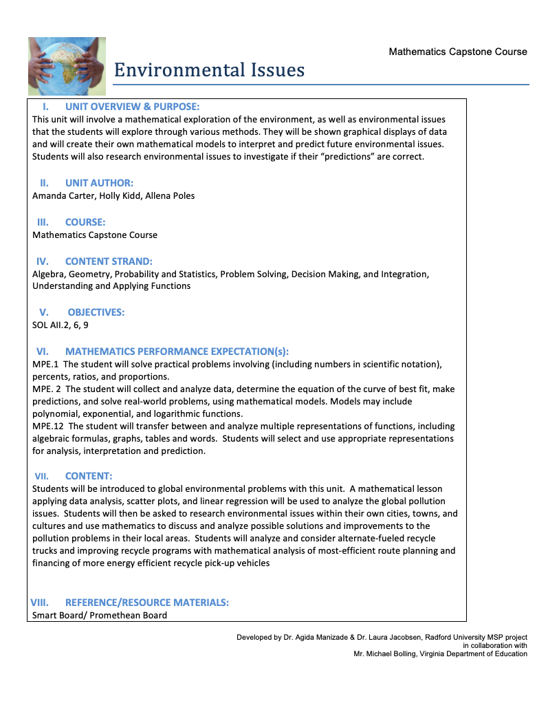 Environmental Issues Unit Plan