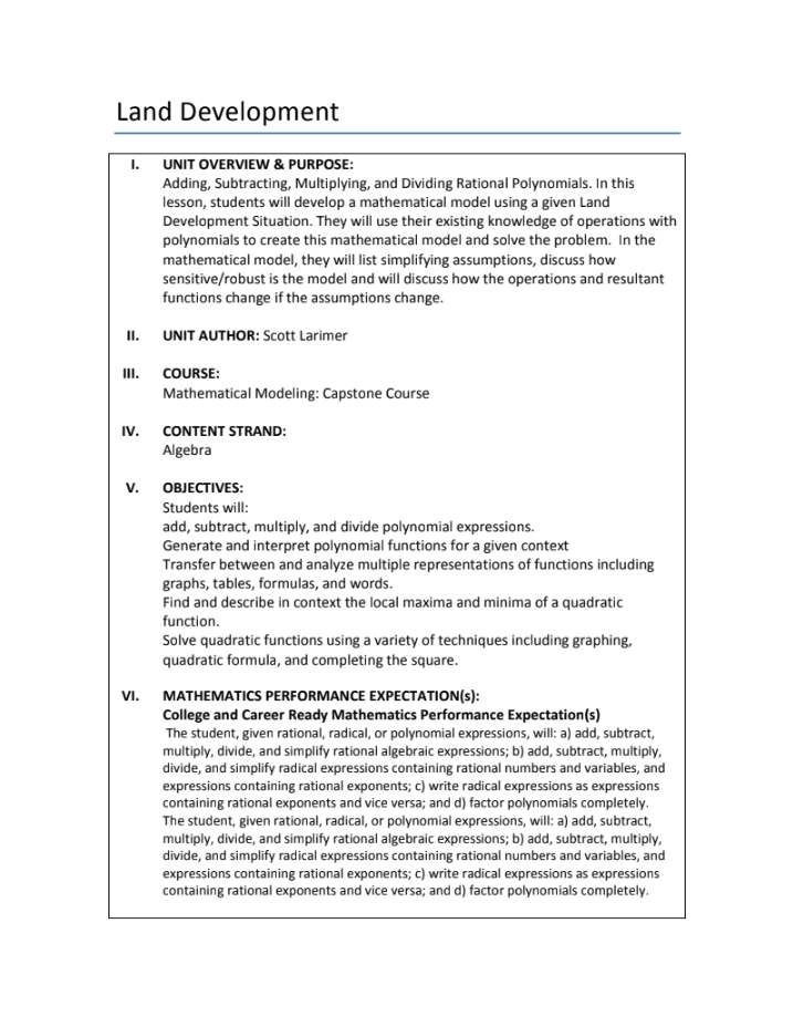 Land Development Unit Plan