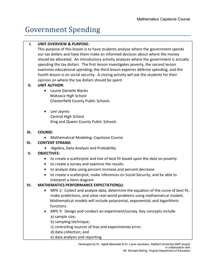 Government Spending Unit Plan