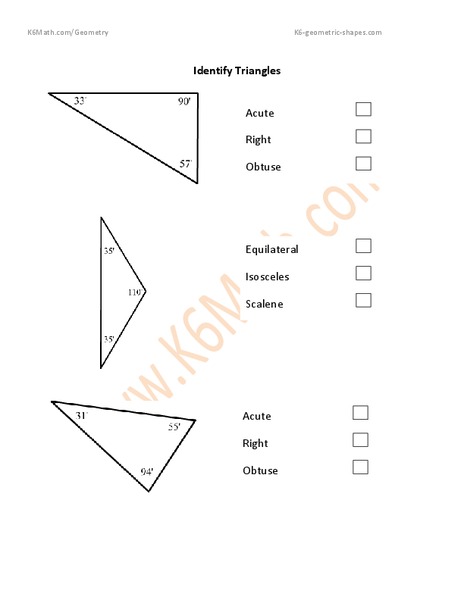 Identify Triangles Worksheet