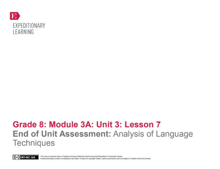 End of Unit Assessment: Analysis of Language Techniques Lesson Plan
