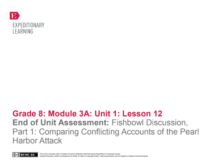 End of Unit Assessment: Fishbowl Discussion, Part 1: Comparing Conflicting Accounts of the Pearl Harbor Attack Lesson Plan