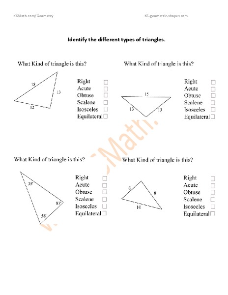 Identify Triangles Worksheet