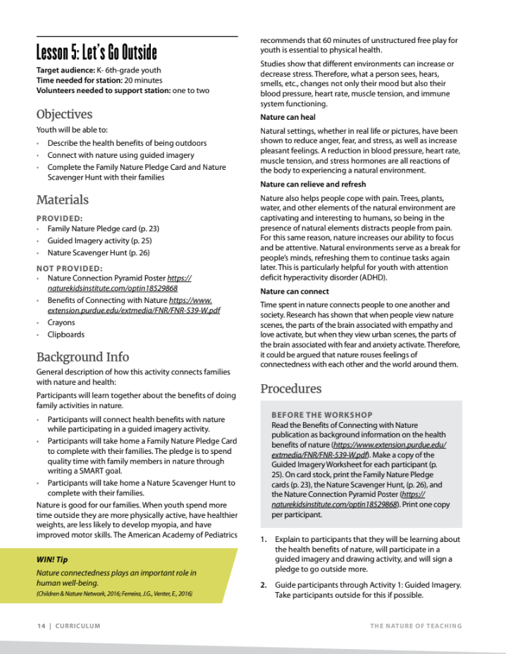 Let’s Go Outside Lesson Plan