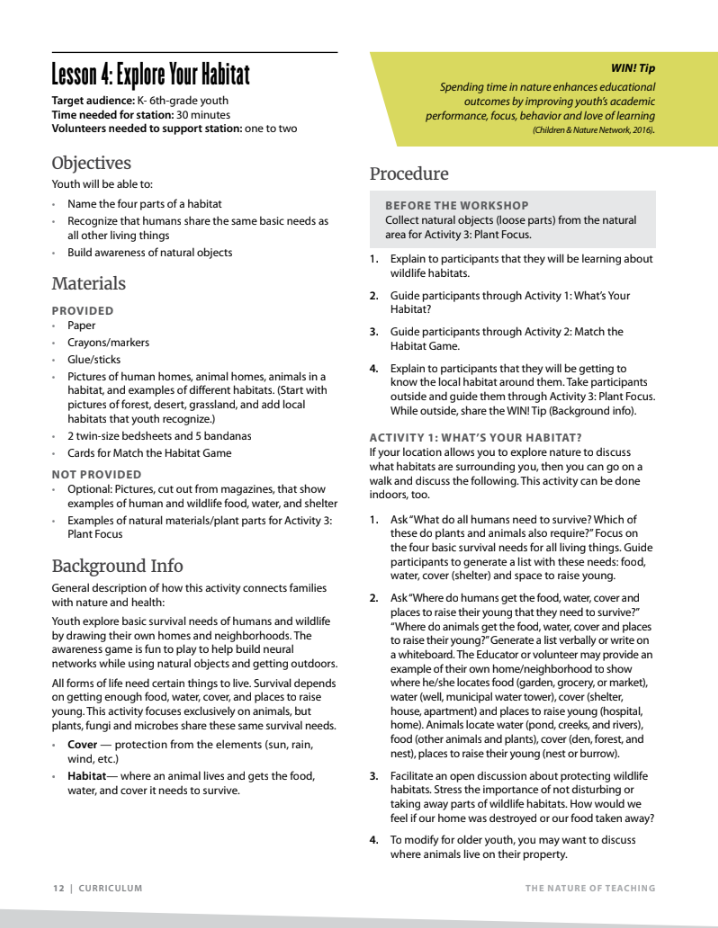 Explore Your Habitat Lesson Plan