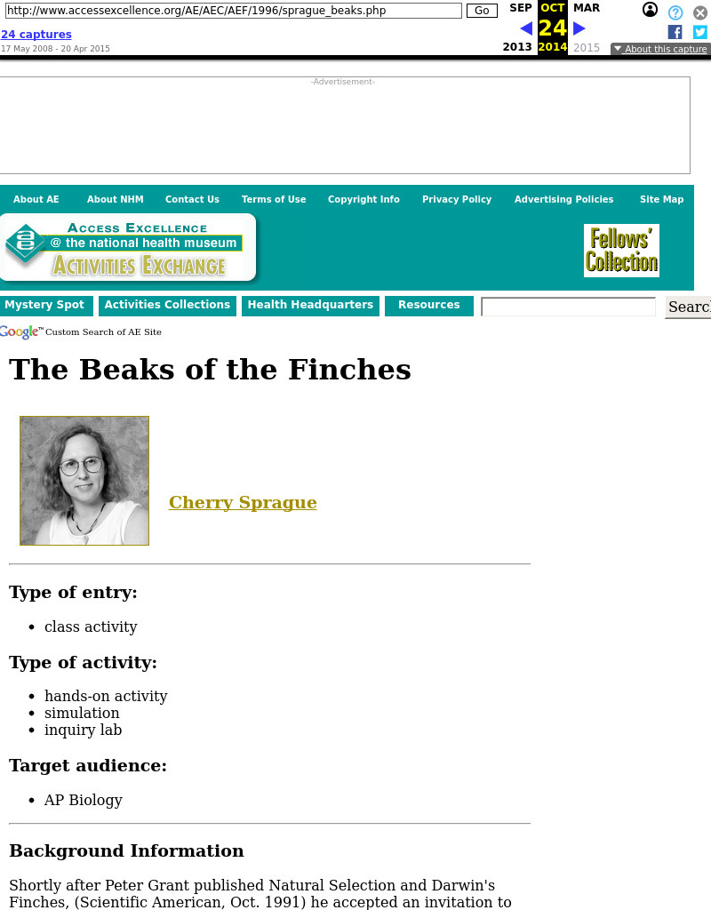 The Beaks of the Finches Lesson Plan