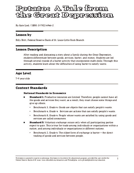 Potato: A Tale from the Great Depression Lesson Plan