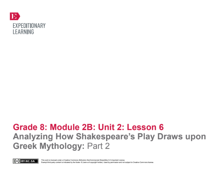 Analyzing How Shakespeare’s Play Draws upon Greek Mythology: Part 2 Lesson Plan