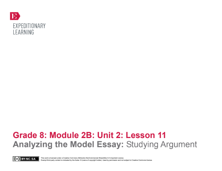 Analyzing the Model Essay: Studying Argument Lesson Plan
