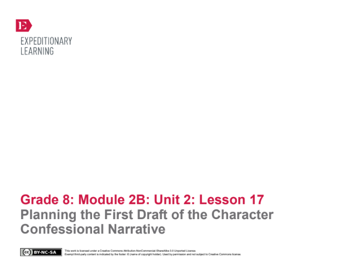 Planning the First Draft of the Character Confessional Narrative Lesson Plan