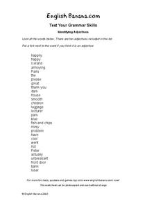 Identifying Adjectives Worksheet