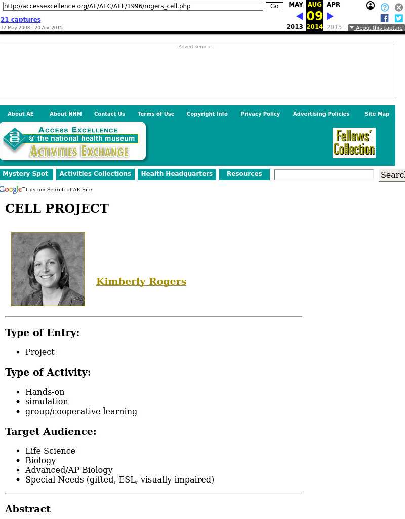 Cell Project Lesson Plan