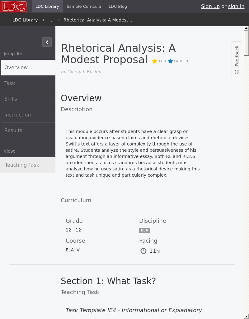 Rhetorical Analysis: A Modest Proposal Lesson Plan