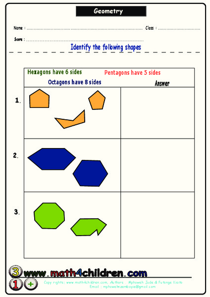 Identify Shapes Worksheet