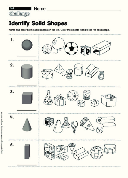 Identify Solid Shapes Worksheet