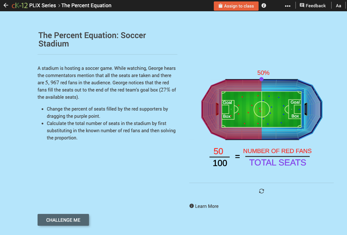 The Percent Equation: Soccer Stadium Interactive