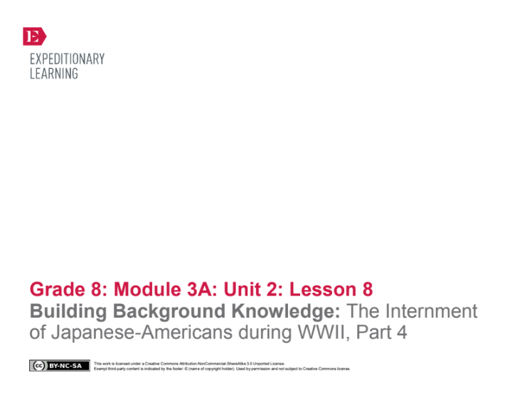 Building Background Knowledge: The Internment of Japanese-Americans during WWII, Part 4 Lesson Plan