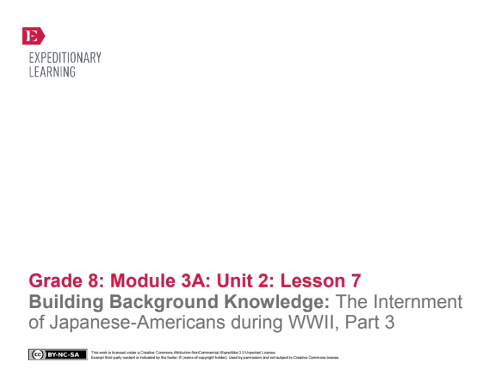 Building Background Knowledge: The Internment of Japanese-Americans during WWII, Part 3 Lesson Plan