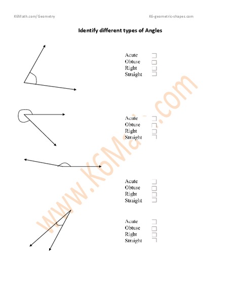 Identifying Angles Worksheet