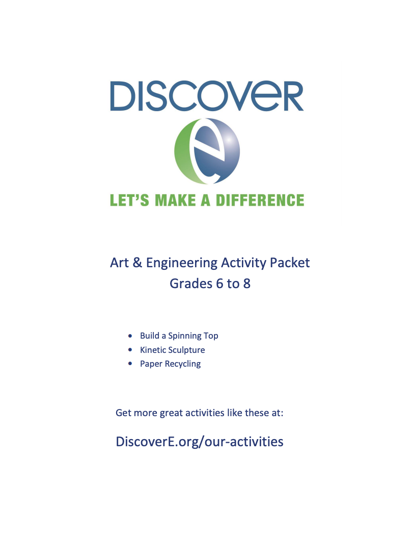 Art and Engineering Activity Packet: Grades 6-8 Activity