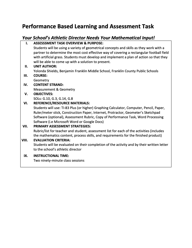 Your School’s Athletic Director Needs Your Mathematical Input! Performance