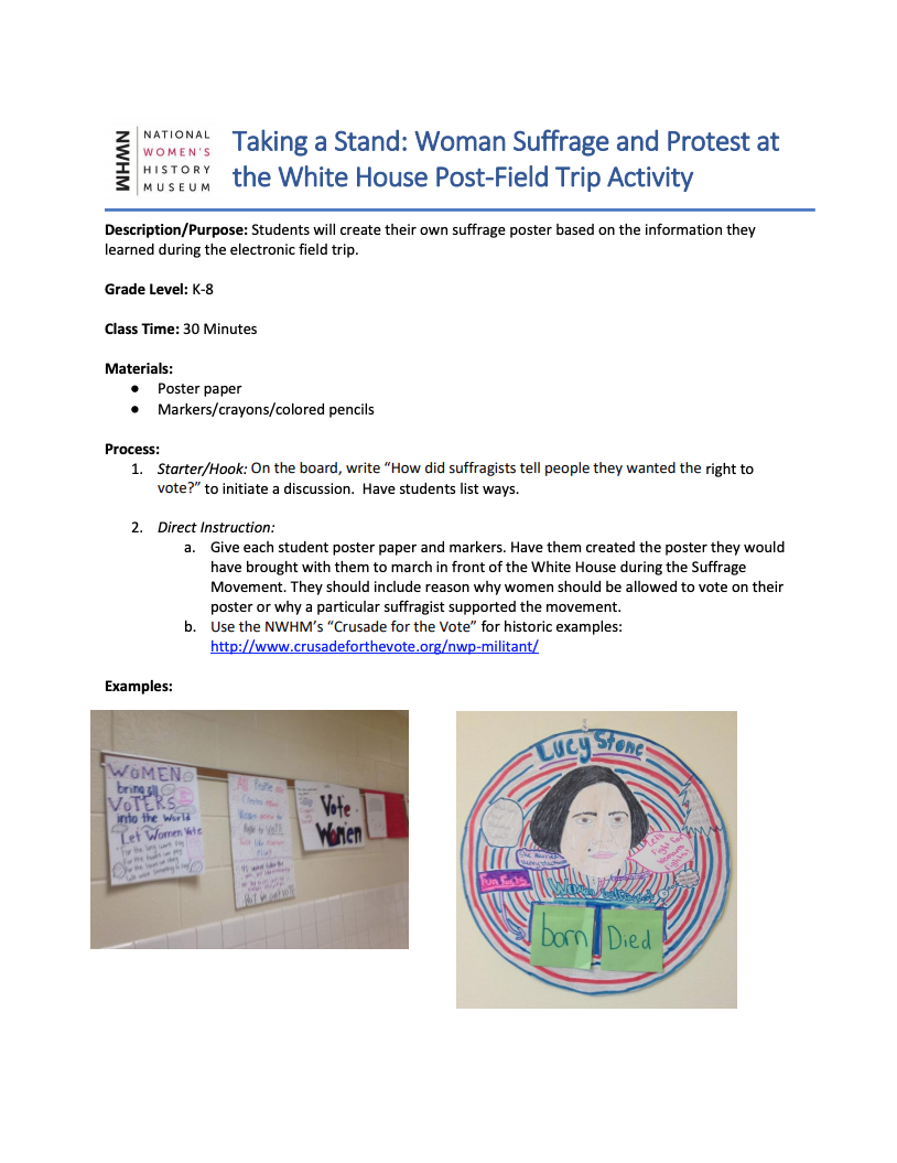 Taking a Stand: Woman Suffrage and Protest at the White House K-8 Lesson Plan