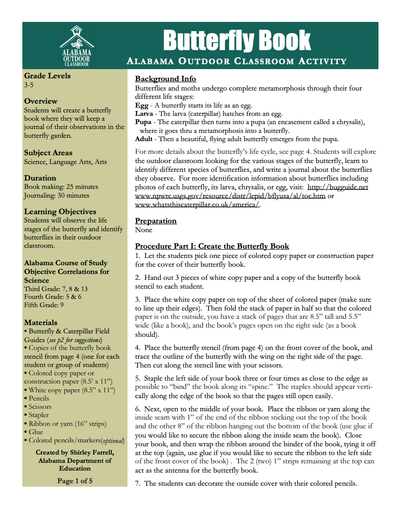 Butterfly Book Lesson Plan