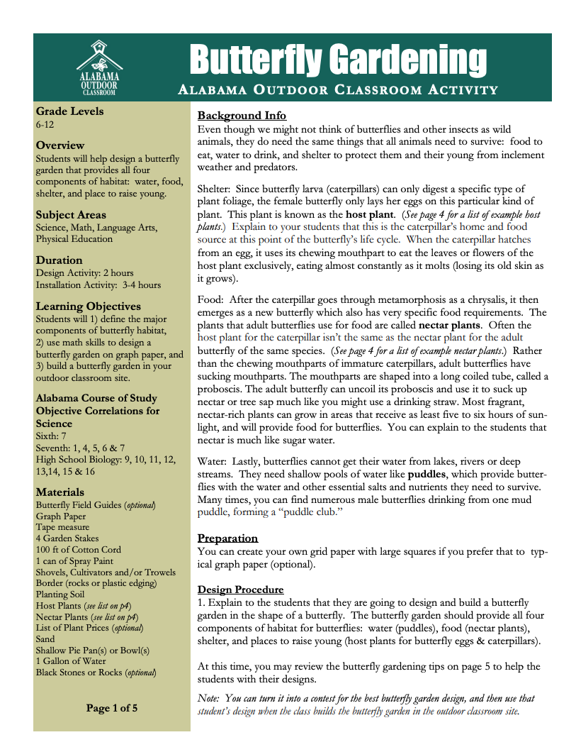Butterfly Gardening Lesson Plan