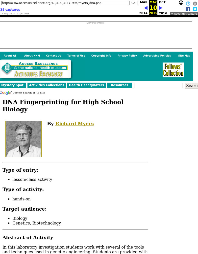 DNA Fingerprinting for High School Biology Lesson Plan