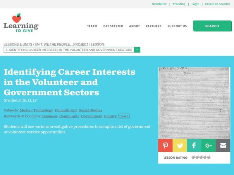 Identifying Career Interests in the Volunteer and Government Sectors Lesson Plan