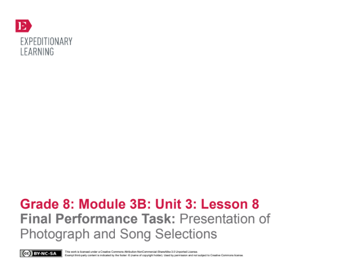 Final Performance Task: Presentation of Photograph and Song Selections Lesson Plan