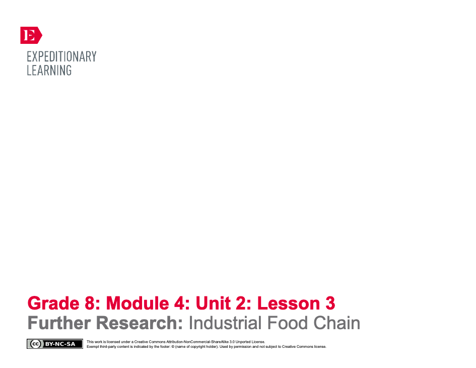 Further Research: Industrial Food Chain Lesson Plan