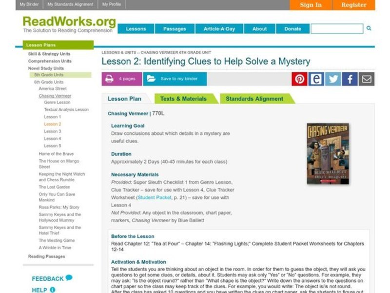 Identifying Clues to Help Solve a Mystery Lesson Plan