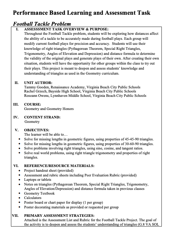 Football Tackle Problem Performance