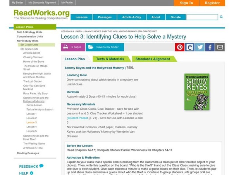Identifying Clues to Help Solve a Mystery Lesson Plan