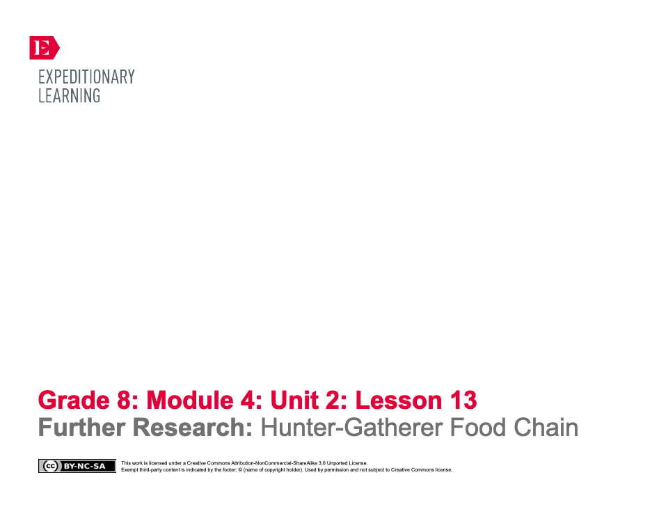 Further Research: Hunter-Gatherer Food Chain Lesson Plan