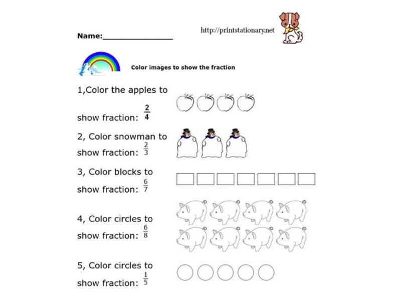 Identifying Fractions Worksheet