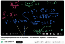 Identifying a Hyperbola From an Equation, Conic Sections, Algebra II Instructional Video