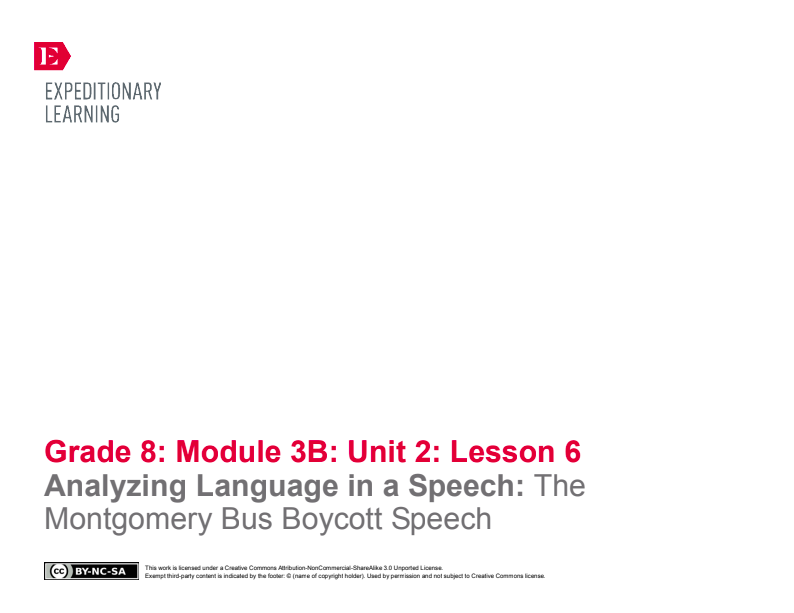 Analyzing Language in a Speech: The Montgomery Bus Boycott Speech Lesson Plan